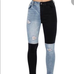 NWT contrast color block jeans size 7
